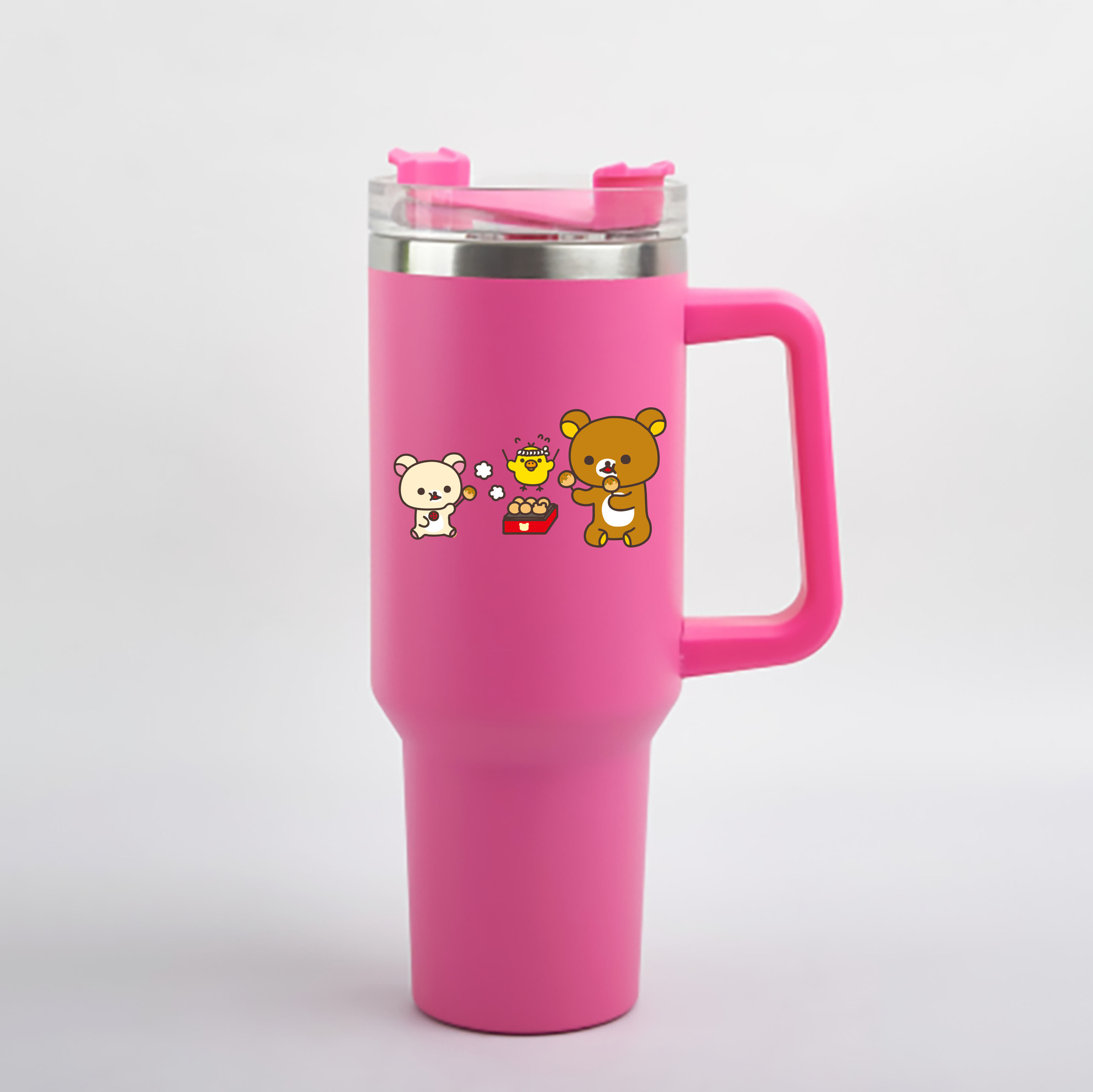 リラックマ リラックマ キイロイトリ Rilakkuma Korilakkuma Kiiroitori 1200mL車用タンブラー - クリスタルステッカー（プラスチックストロー付き）